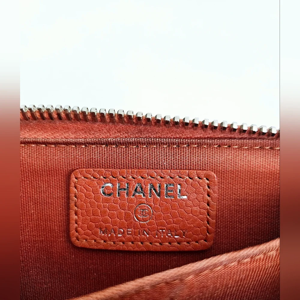 Chanel Coral Caviar Leather Card Holder Wallet